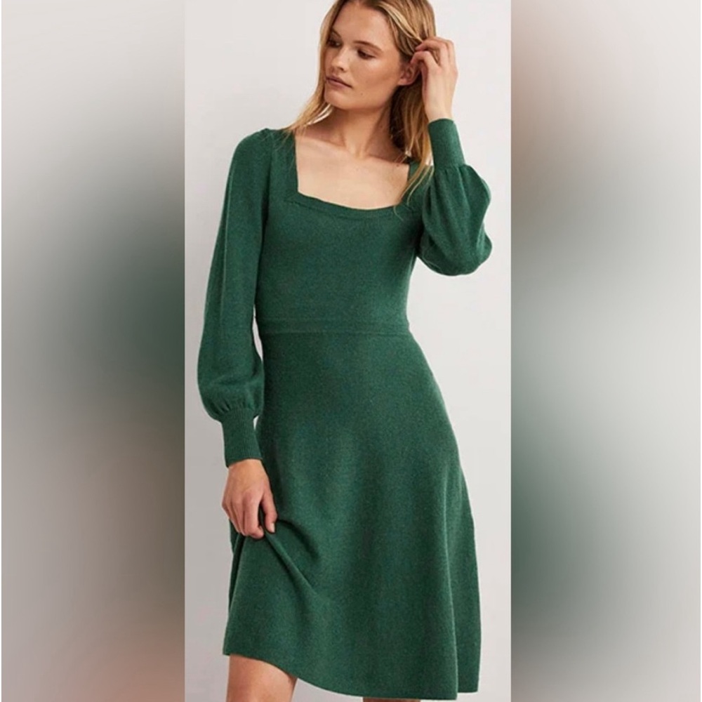 Boden Square Neck Green Knit Dress